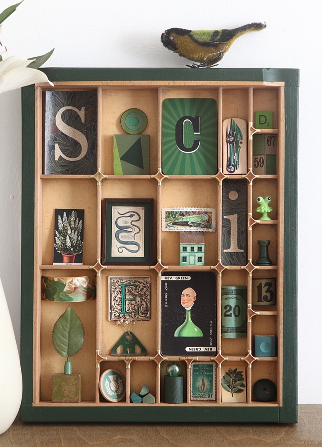 Re purposed up cycled printers tray type case GREEN