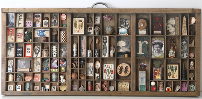 Lovely old printers type case teray drawer full of quirky little curios