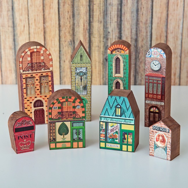 Little quirky wooden shops and buildings