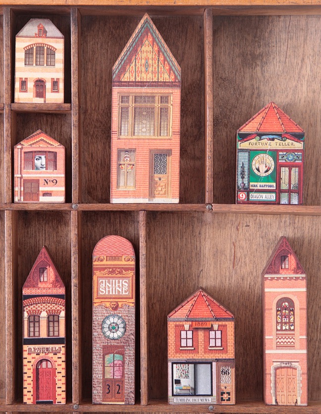 Little quirky wooden shops and buildings