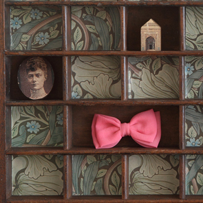 wooden printers tray artwork detail close up curios 